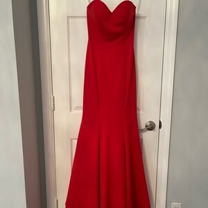 Jovani Vibrant Red Strapless Gown
